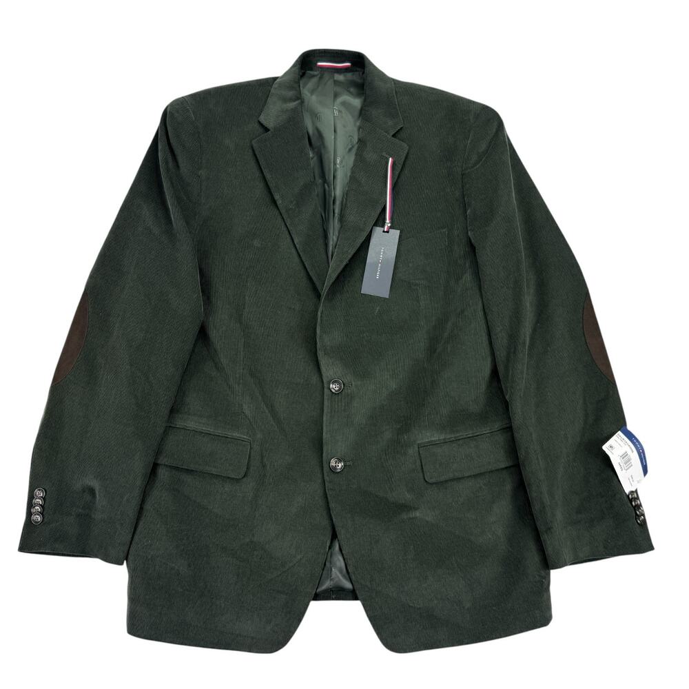 Tommy Hilfiger Mens Daltry Modern Fit Corduroy Sport Coat Olive Green 44R